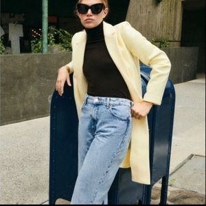 Zara Yellow lapel collar open front trench coat size S